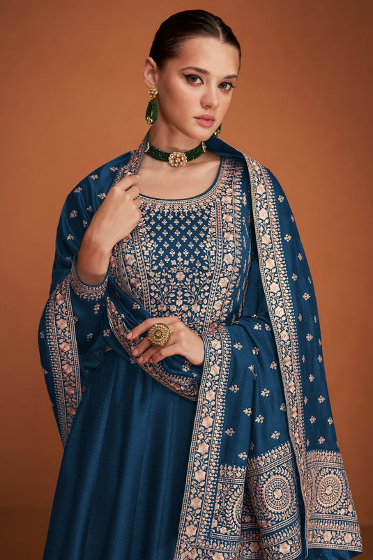 Eugeniya Belousova Blue Color Art Silk Fabric Tempting Anarkali Suit