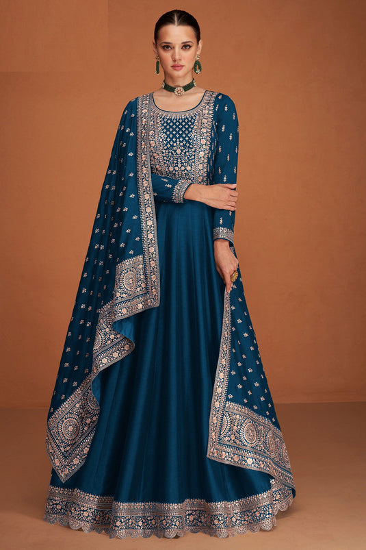 Eugeniya Belousova Blue Color Art Silk Fabric Tempting Anarkali Suit