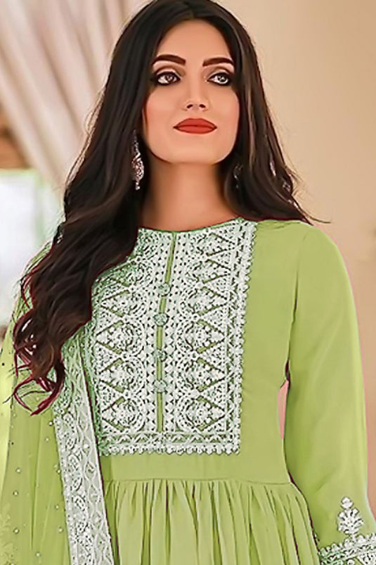 Green Color Georgette Fabric Alluring Function Wear Pakistani Suit