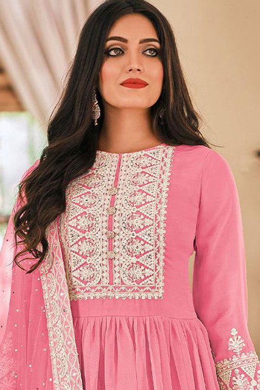 Pink Color Georgette Fabric Function Wear Classic Pakistani Suit