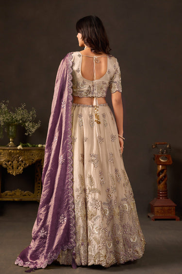 Premium Sequins Embroidered Sangeet FunctionBeige Lehenga Choli