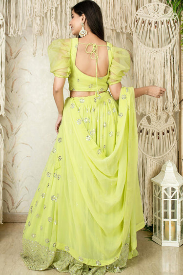 Yellow Georgette Sangeet Wear Sequins Work Chaniya Choli