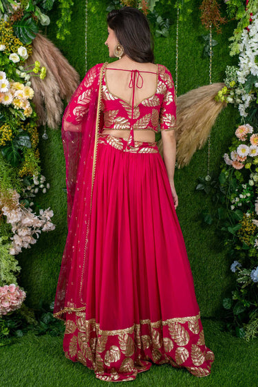 Sequins Work Pink Georgette Sangeet Wear Lehenga Choli