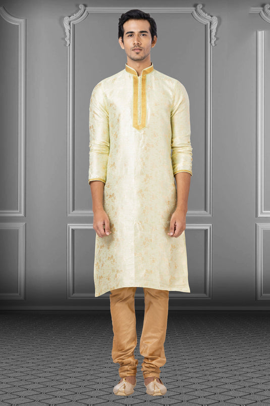 Festive Wear Readymade Kurta Pyjama For Men In Sea Green Linen Silk Fabric