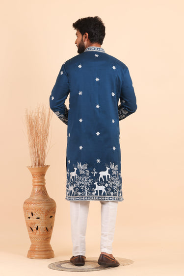 Men’s Viscose Silk Teal Readymade Kurta Pajama