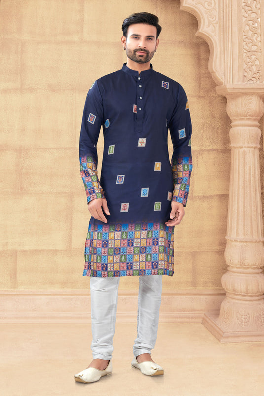 Navy Blue Serene Misty Calm Kurta Pyjama