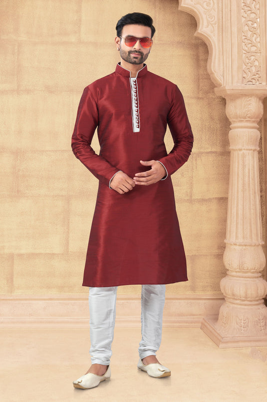 Maroon Royal Long Kurta Pyjama For Men