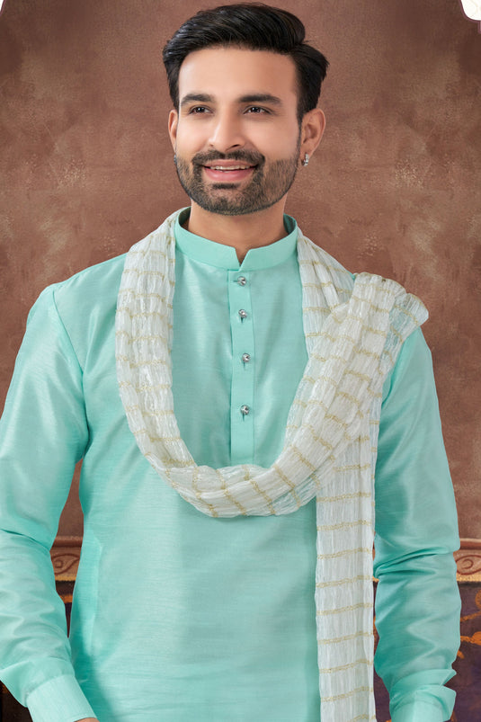 Art Silk Vibrant Festive Kurta Pyjama Set For Men