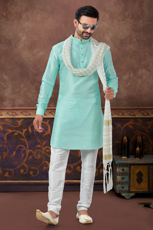 Art Silk Vibrant Festive Kurta Pyjama Set For Men