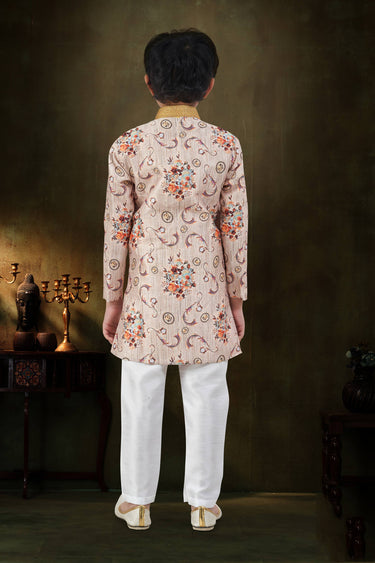 Jacquard Fabric Off White Boys Readymade Indo Western For Festive Wear