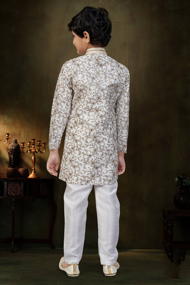Off White Art Silk Readymade Indo Western For Boys
