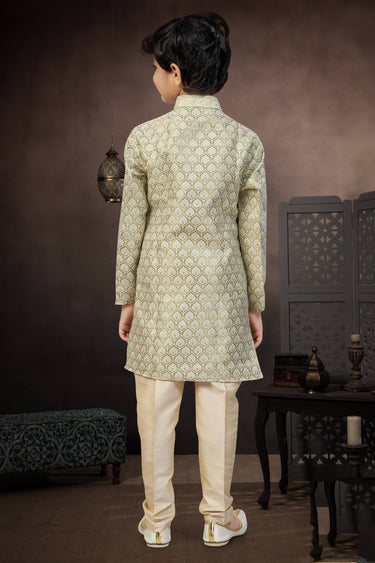 Jacquard Fabric Sea Green Sangeet Wear Readymade Kurta Pyjama For Boys