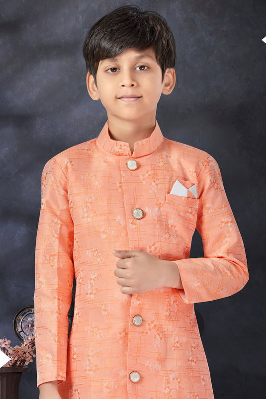 Occasion Wear Jacquard Fabric Readymade Boys Indo Western