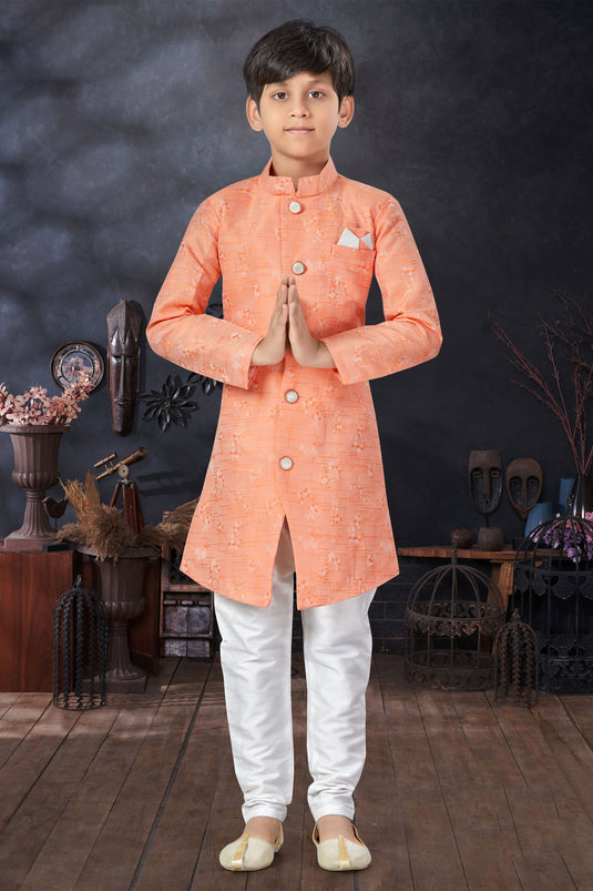 Occasion Wear Jacquard Fabric Readymade Boys Indo Western