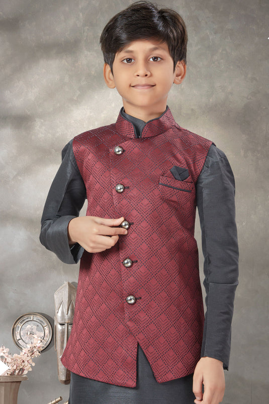 Art Silk Fabric Sangeet Wear Boys Designer Readymade Kurta Pyjama