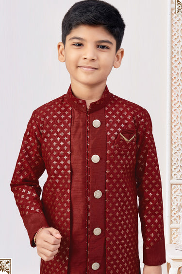 Function Wear Readymade Indo Western For Boys In Banarasi Silk Fabric