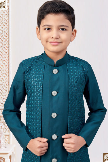 Art Silk Fabric Sangeet Wear Boys Designer Readymade Indo Western