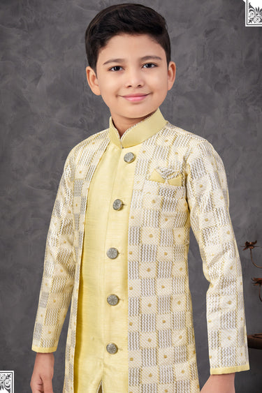 Lovely Yellow Color Festive Wear Readymade Indo Western For Boys