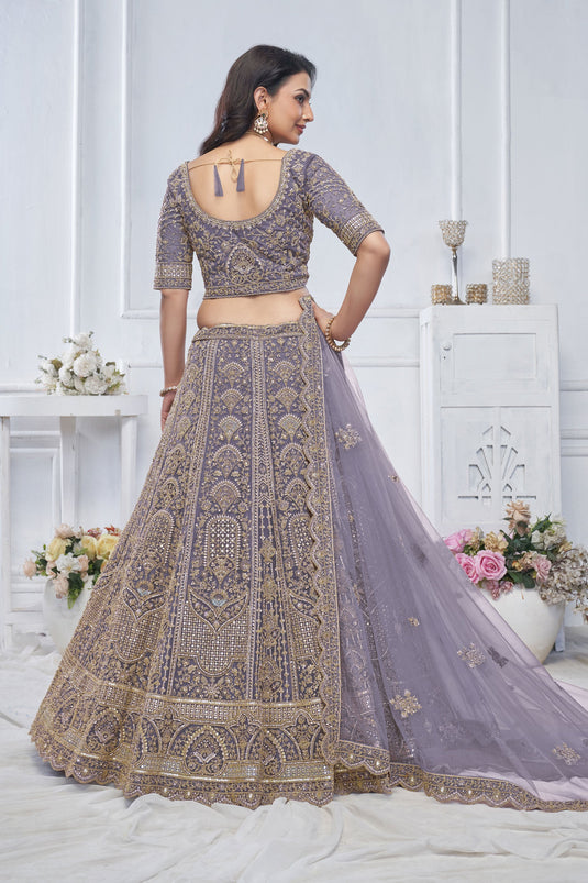 Alluring Net Purple Wedding Lehenga Choli