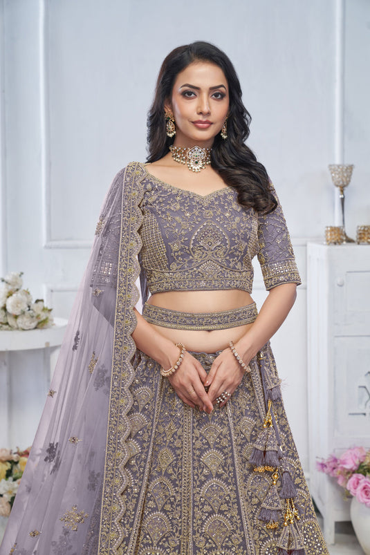 Alluring Net Purple Wedding Lehenga Choli