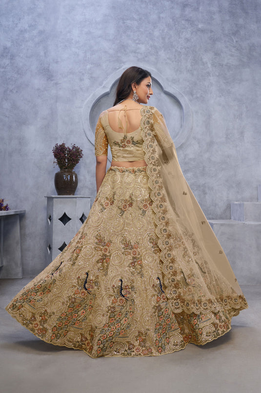 Appealing Net Golden Wedding Lehenga Choli