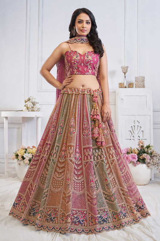 Artistic Net Multi Color Wedding Lehenga Choli