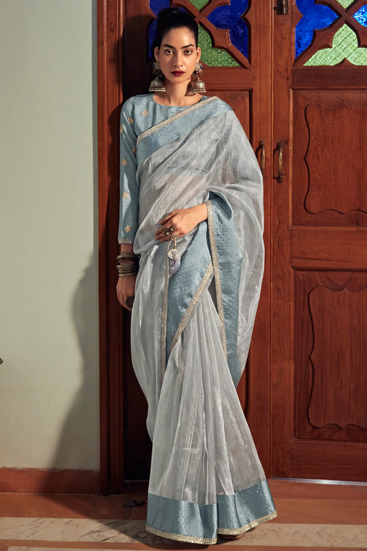 Rich Grey Organza Saree