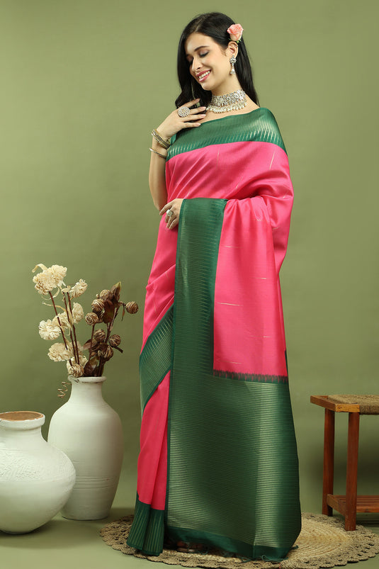 Charming Pink Art Silk Saree