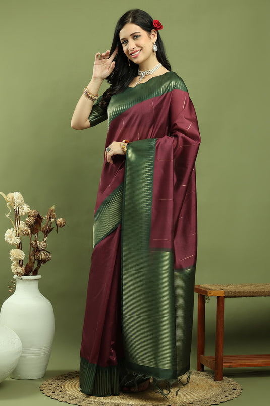 Lovely Burgundy Art Silk Festive Saree