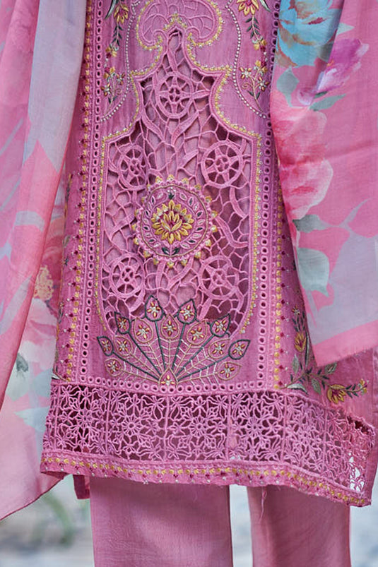 Fancy Embroidered Function Wear Salwar Kameez In Pink Color