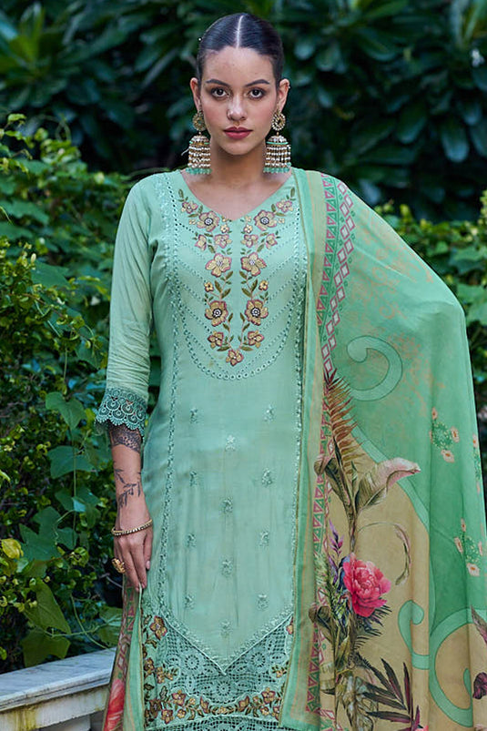 Sea Green Color Function Wear Embroidered Salwar Kameez