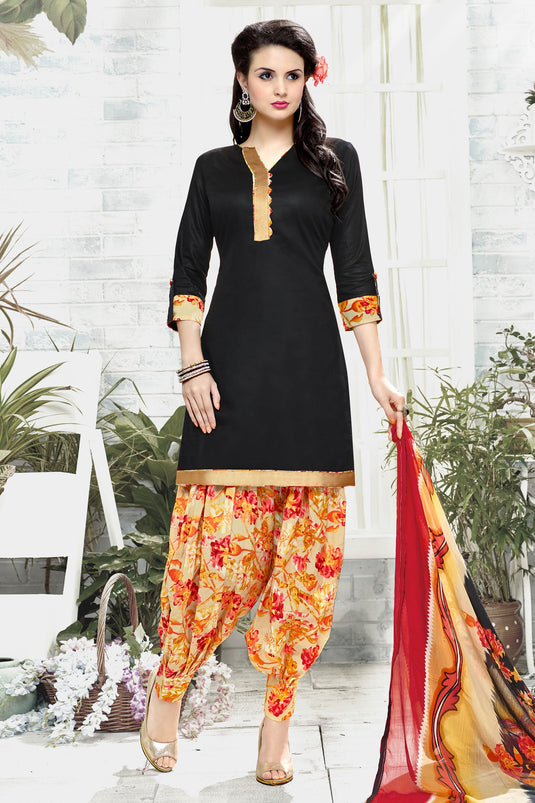 Black Cotton Patiala Dress