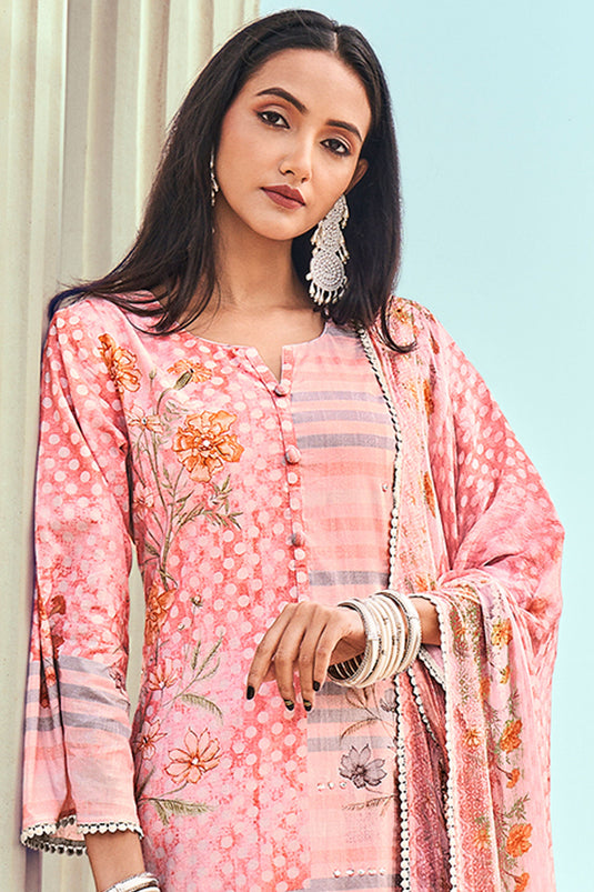 Pink Casual Printed Salwar Suit