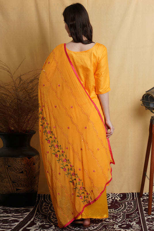 Orange Cotton Casual Palazzo Salwar Suit