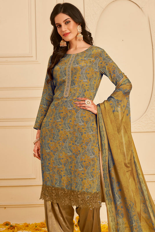 Multi Color Crepe Printed Casual Patiala Salwar Suit