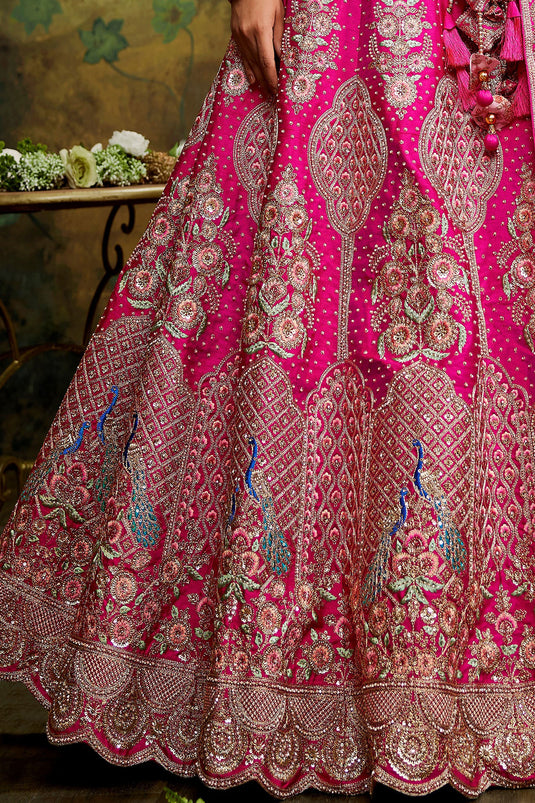 Pink Silk Occasion Wear Lehenga Choli With Embroidery Work