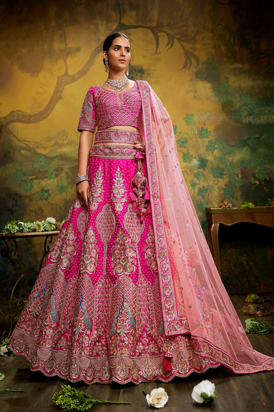 Pink Silk Occasion Wear Lehenga Choli With Embroidery Work