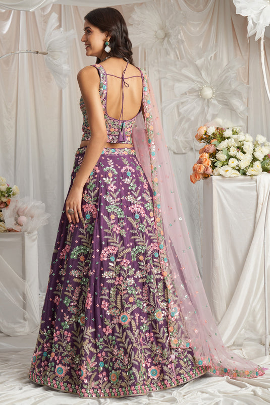 Bedazzling Purple Sangeet Wear Trendy Lehenga Choli