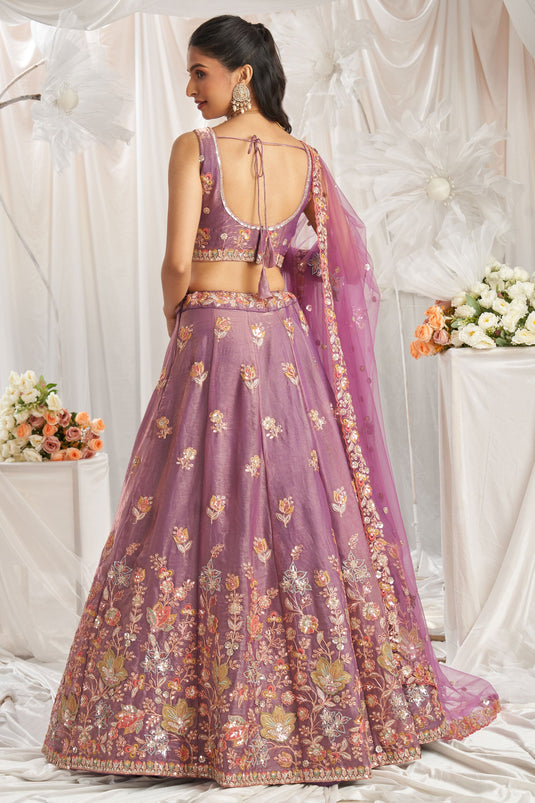 Lavender Thread Embroidery Trendy Lehenga Choli