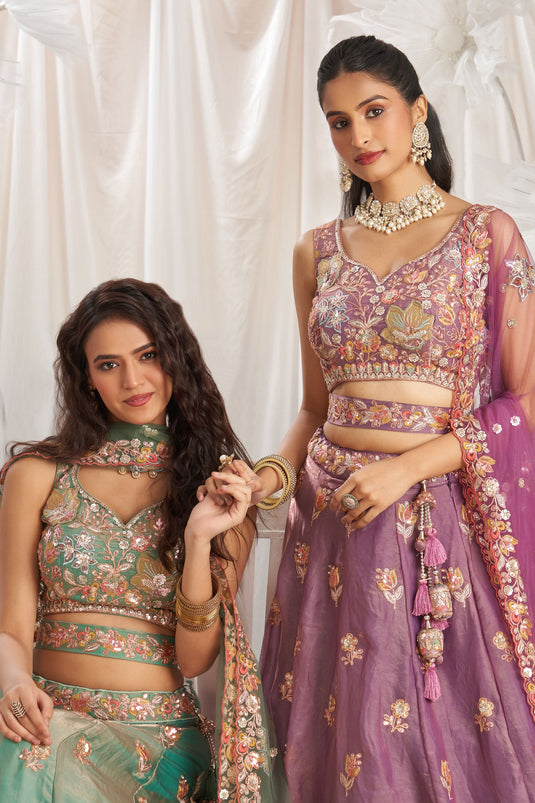 Lavender Thread Embroidery Trendy Lehenga Choli