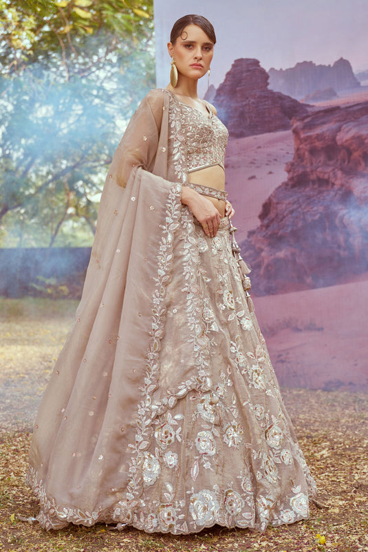 Opulent Beige Wedding Wear Lehenga With Heavy Choli