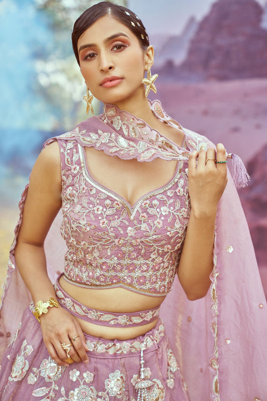 Lavender Heavy Embroidered Designer Lehenga Choli