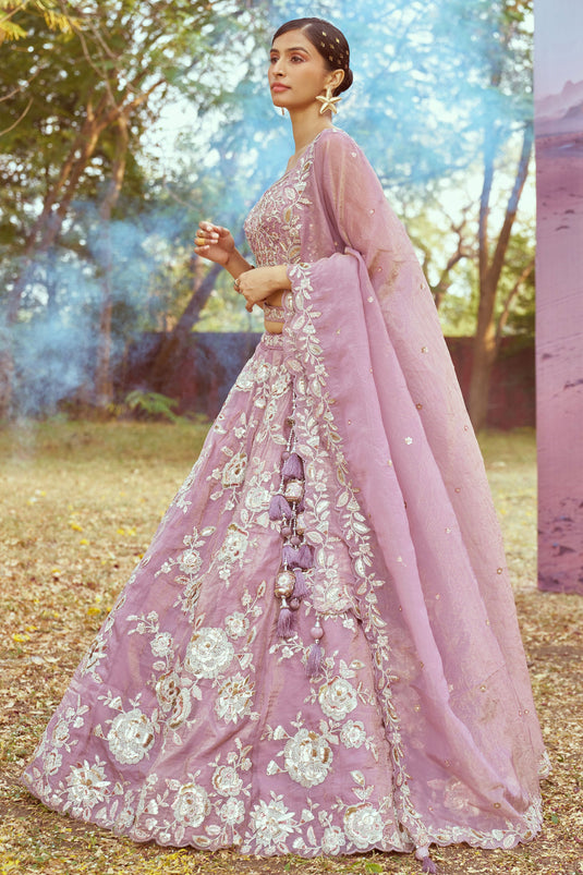 Lavender Heavy Embroidered Designer Lehenga Choli