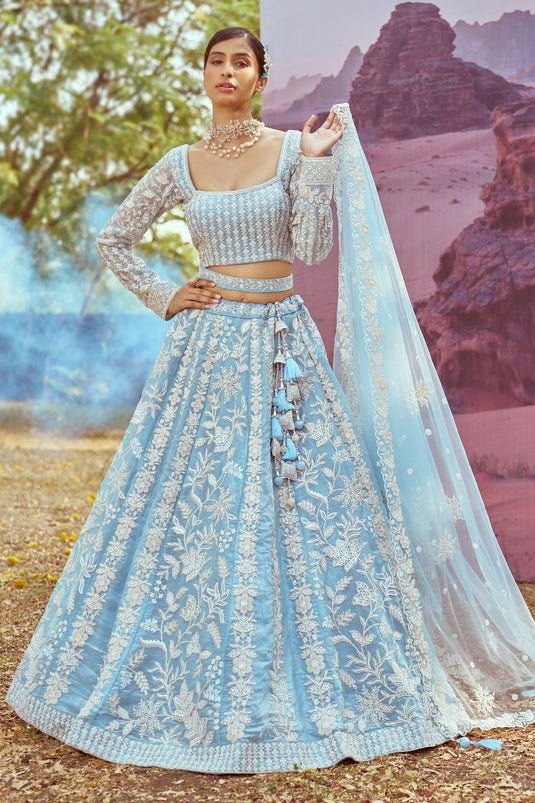 Radiance Blue Wedding Wear Designer Lehenga Choli