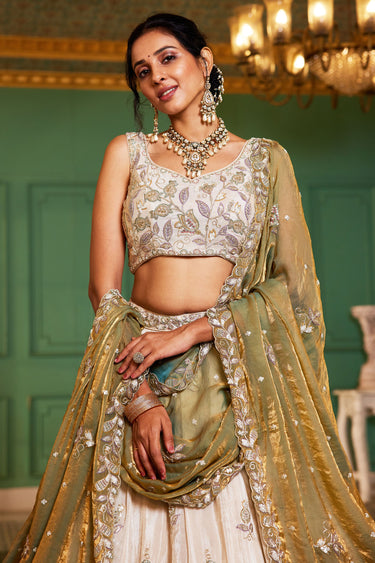 Tissue Fabric Wedding Wear Lehenga Choli With Heavy Embroidered