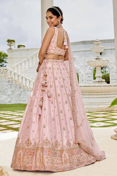 Pink Wedding Wear Embroidered Lehenga Choli