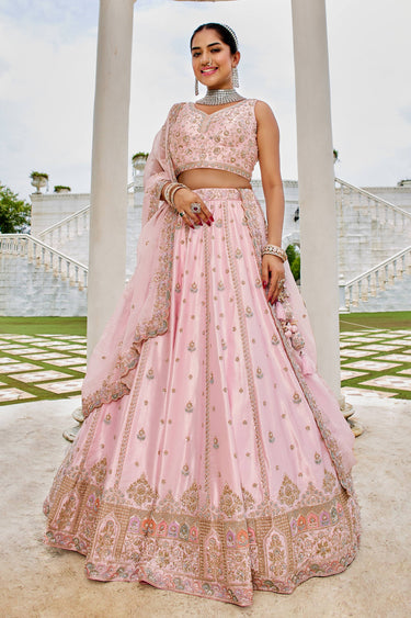 Pink Wedding Wear Embroidered Lehenga Choli