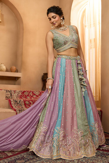 Georgette Multi Color Wedding Wear Lehenga Choli With Dupatta