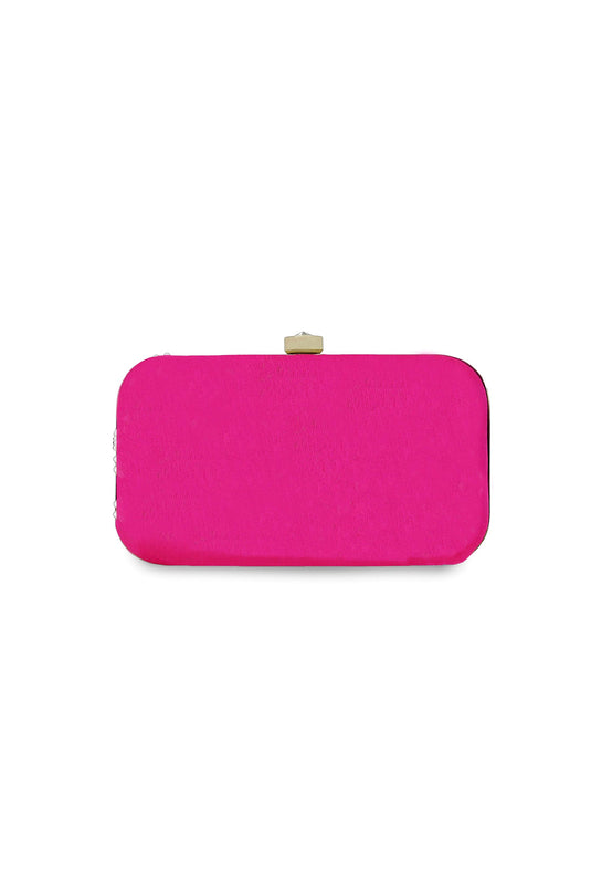 Classic Fancy Fabric Embroidered Clutch In Pink Color