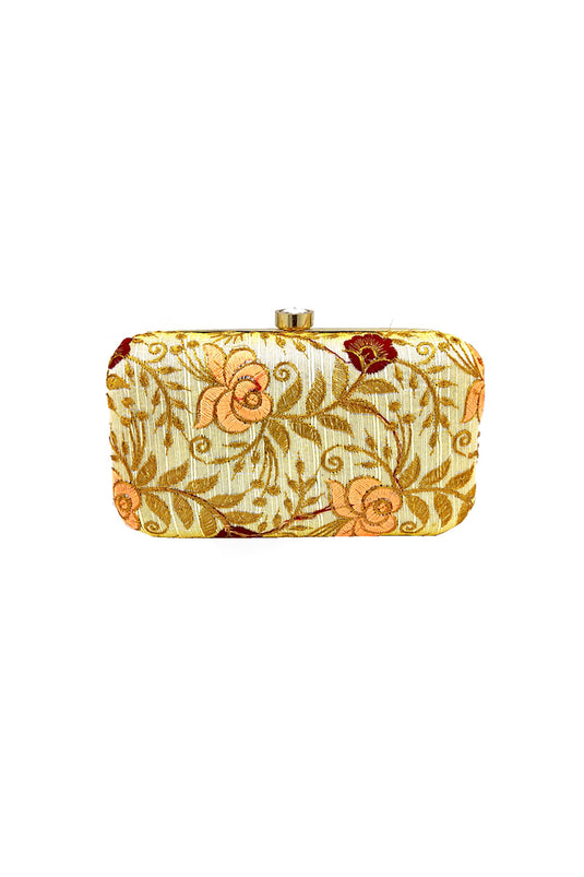 Classic Party Style White Color Clutch Purses In Fancy Fabric